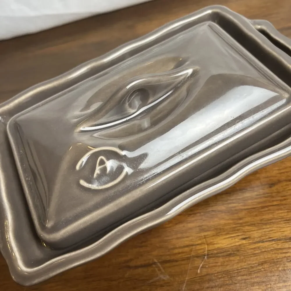 Appolia Gray Small Casserole Butter Dish With Lid Ceramic Bakeware From France